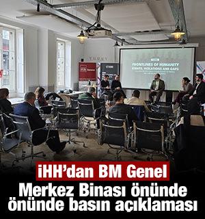 İHH’dan Cenevre’deki Birleşmiş Milletler Genel Merkez Binası önünde basın açıklaması