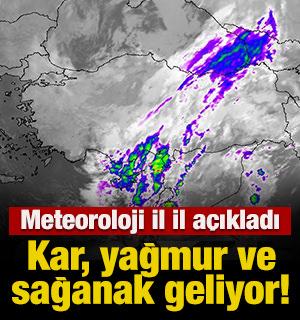 Meteoroloji il il açıkladı: Kar, yağmur ve sağanak geliyor!