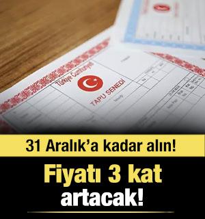 Tapularınızı 31 Aralık'a kadar alın: Fiyatı üç katına çıkacak!