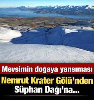 Van Gölü kıyılarından Süphan Dağı’na! Kışın en güzel hali…