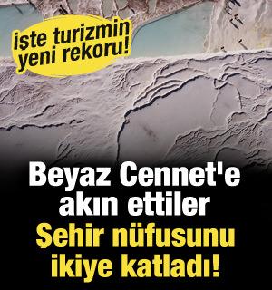 Pamukkale'de inanılmaz tablo: N&uuml;fusun iki katı turist geldi