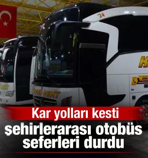 Kar yolları kesti, şehirlerarası otob&uuml;s seferleri durdu