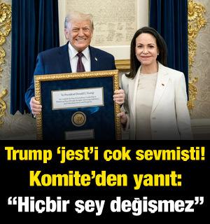 Nobel Komitesi: &Ouml;d&uuml;l&uuml;n Trump'a verilmesi hi&ccedil;bir şeyi değiştirmez