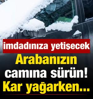 Arabanızın camına s&uuml;r&uuml;n! Kar yağarken imdadınıza yetişecek