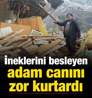 Artvin'de ineklerini besleyen adam canını zor kurtardı