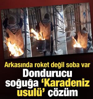 Giresunlu ustadan dondurucu soğuğa 'Karadeniz usul&uuml;' &ccedil;&ouml;z&uuml;m