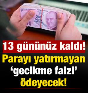 Parayı yatırmazsanız 'gecikme faizi' &ouml;deyeceksiniz! Son 13 g&uuml;n