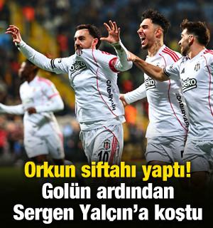 Orkun ilk gol&uuml;n&uuml; attı! Sergen Yal&ccedil;ın'a koştu