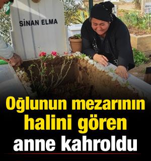 Adana'da oğlunun mezarının halini g&ouml;ren anne kahroldu