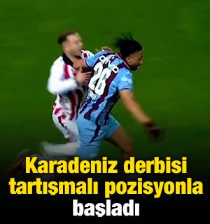 Samsunspor - Trabzonspor ma&ccedil;ında tartışmalı pozisyon: Sarı kart &ccedil;ıktı
