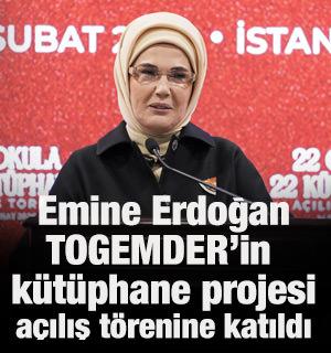 Emine Erdoğan, TOGEMDER'in "22 Okula 22 K&uuml;t&uuml;phane" projesinin a&ccedil;ılış t&ouml;renine katıldı