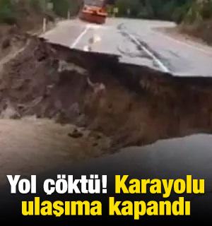 Yol &ccedil;&ouml;kt&uuml;! Karayolu ulaşıma kapandı