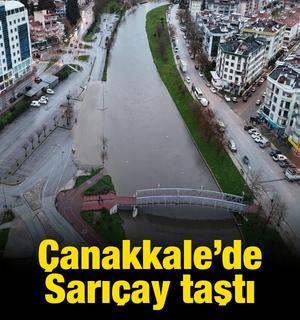 &Ccedil;anakkale'de taşan Sarı&ccedil;ay dron ile g&ouml;r&uuml;nt&uuml;lendi