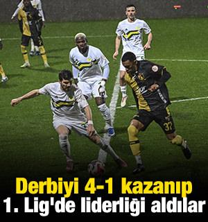 Derbiyi 4-1 kazanıp 1. Lig'de liderliği aldılar