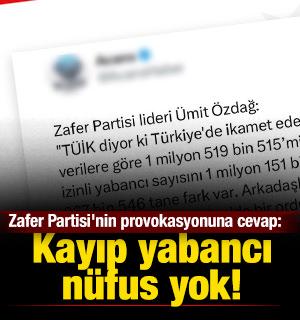 DMM'den Zafer Partisi'nin provokasyonuna cevap: Kayıp yabancı n&uuml;fus yok!