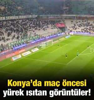 Konya'da ma&ccedil; &ouml;ncesi y&uuml;rek ısıtan g&ouml;r&uuml;nt&uuml;ler!