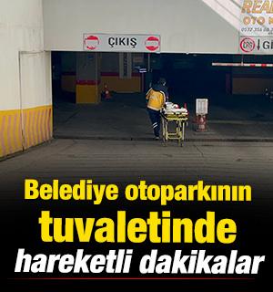 Yer: Bolu! Belediye otoparkının tuvaletinde hareketli dakikalar