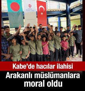Arakanlı &ccedil;ocuklar Kabe'de Hacılar ilahisini hep bir ağızdan seslendirdi.