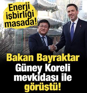 Enerji işbirliği masada! Bakan Bayraktar G&uuml;ney Koreli mevkidaşı ile g&ouml;r&uuml;şt&uuml;