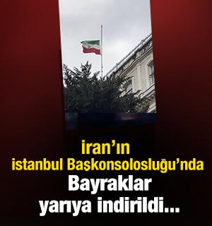 İran'ın İstanbul Başkonsolosluğu'nda bayraklar yarıya indirildi
