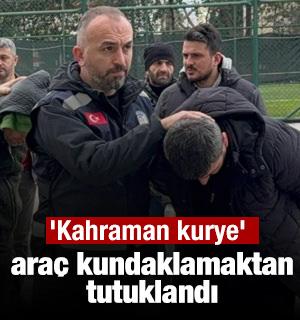 'Kahraman kurye' ara&ccedil; kundaklamaktan tutuklandı