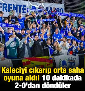 Kaleciyi &ccedil;ıkarıp orta saha oyuna aldı! 10 dakikada 2-0'dan d&ouml;nd&uuml;ler