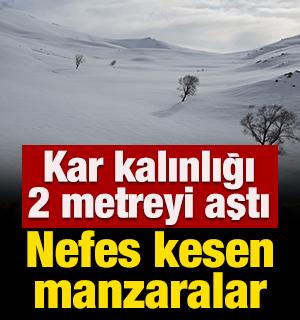 Bayburt'ta kar kalınlığı 2 metreyi aştı