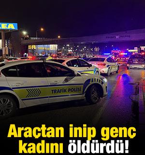 Polis &ccedil;evirmesine takıldı! Ara&ccedil;tan inip gen&ccedil; kadını &ouml;ld&uuml;rd&uuml;