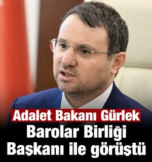 Adalet Bakanı G&uuml;rlek, T&uuml;rkiye Barolar Birliği Başkanı Sağkan ile g&ouml;r&uuml;şt&uuml;