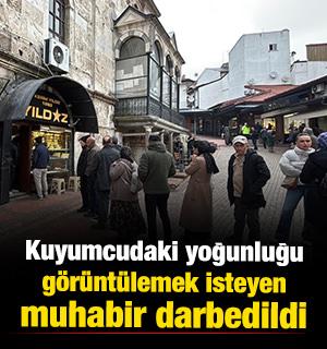 Bolu'da kuyumcudaki yoğunluğu g&ouml;r&uuml;nt&uuml;lemek isteyen muhabir darbedildi