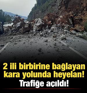 2 ili birbirine bağlayan kara yolunda heyelan: Trafik a&ccedil;ıldı!