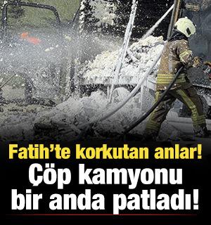 İstanbul'da &ccedil;&ouml;p kamyonunda patlama! Cadde kapatıldı