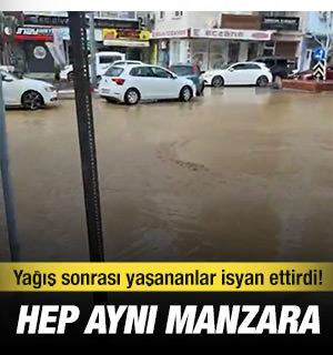 İzmir sağanak yağış sonrası yine suya g&ouml;m&uuml;ld&uuml;