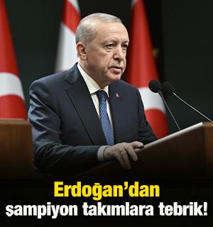Cumhurbaşkanı Recep Tayyip Erdoğan'dan şampiyon takımlar Bursaspor ve Erzurumspor'a tebrik