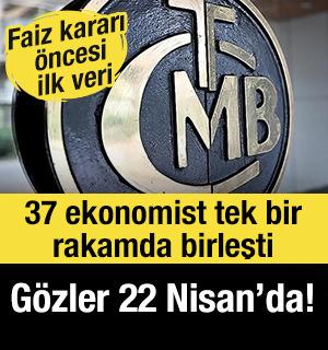 Faiz kararı &ouml;ncesi ilk veri: G&ouml;zler 22 Nisan&rsquo;da! 37 ekonomist tek bir rakamda birleşti