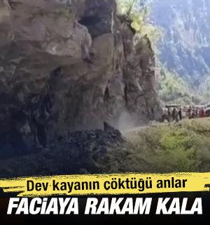 Hindistan'da dev kayanın &ccedil;&ouml;k&uuml;ş&uuml; kamerada: Facianın eşiğinden d&ouml;n&uuml;ld&uuml;