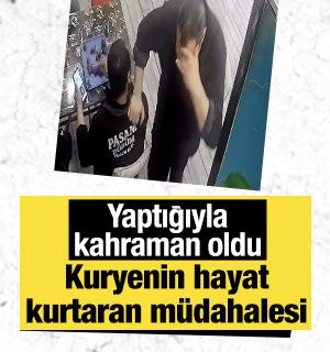 Nefes borusuna &ccedil;ilek ka&ccedil;an d&ouml;ner ustasını kurye hemlich manevrasıyla kurtardı
