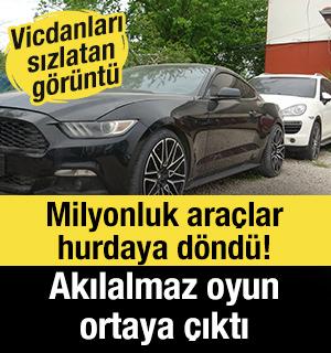 Vicdanları sızlatan g&ouml;r&uuml;nt&uuml;: Milyonluk ara&ccedil;lar hurdaya d&ouml;nd&uuml;! Akılalmaz oyun ortaya &ccedil;ıktı