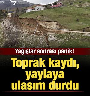 Samsun'da toprak kayması: Yaylaya ulaşım kapandı!