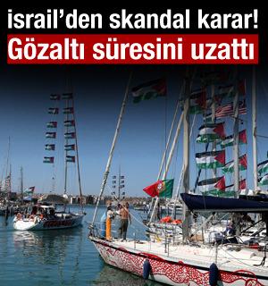 İsrail'den skandal karar: Sumud Filosu'ndan alıkonan 2 aktivistin g&ouml;zaltı s&uuml;resini uzattı