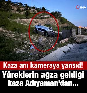 Otomobilin taklalar attığı anlar kamerada...
