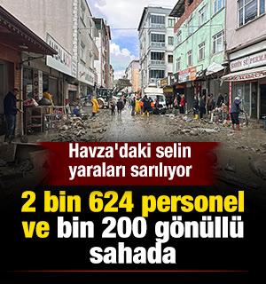 Havza'daki selin yaraları sarılıyor: 2 bin 624 personel ve bin 200 g&ouml;n&uuml;ll&uuml; sahada
