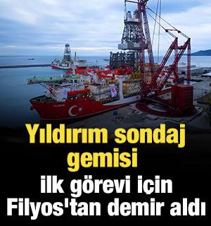 Yıldırım sondaj gemisi ilk g&ouml;revi i&ccedil;in Filyos'tan demir aldı
