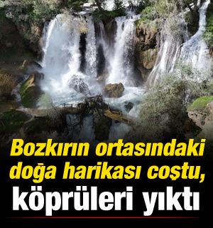 Bozkırdaki saklı cennet coştu, k&ouml;pr&uuml;leri yıktı! Sivas&rsquo;tan eşsiz g&ouml;r&uuml;nt&uuml;ler