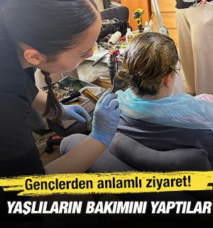 Gen&ccedil;lerden anlamlı bayram ziyareti! Yaşlıların bakımını yaptılar