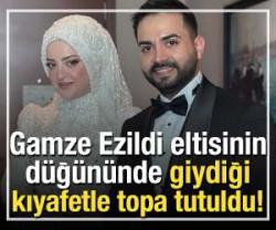 Gamze Ezildi eltisinin d&uuml;ğ&uuml;n&uuml;nde giydiği kıyafetle topa tutuldu!
