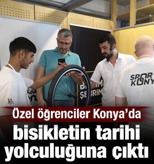 &Ouml;zel &ouml;ğrenciler Konya'da bisikletin tarihi yolculuğuna &ccedil;ıktı