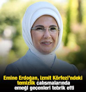 Emine Erdoğan, İzmit K&ouml;rfezi'ndeki temizlik &ccedil;alışmalarında emeği ge&ccedil;enleri tebrik etti