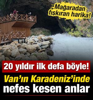 Van&rsquo;ın Karadeniz&rsquo;inde mağaradan fışkıran sulara ilgi yoğun