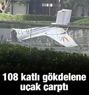 108 katlı g&ouml;kdelene u&ccedil;ak &ccedil;arptı